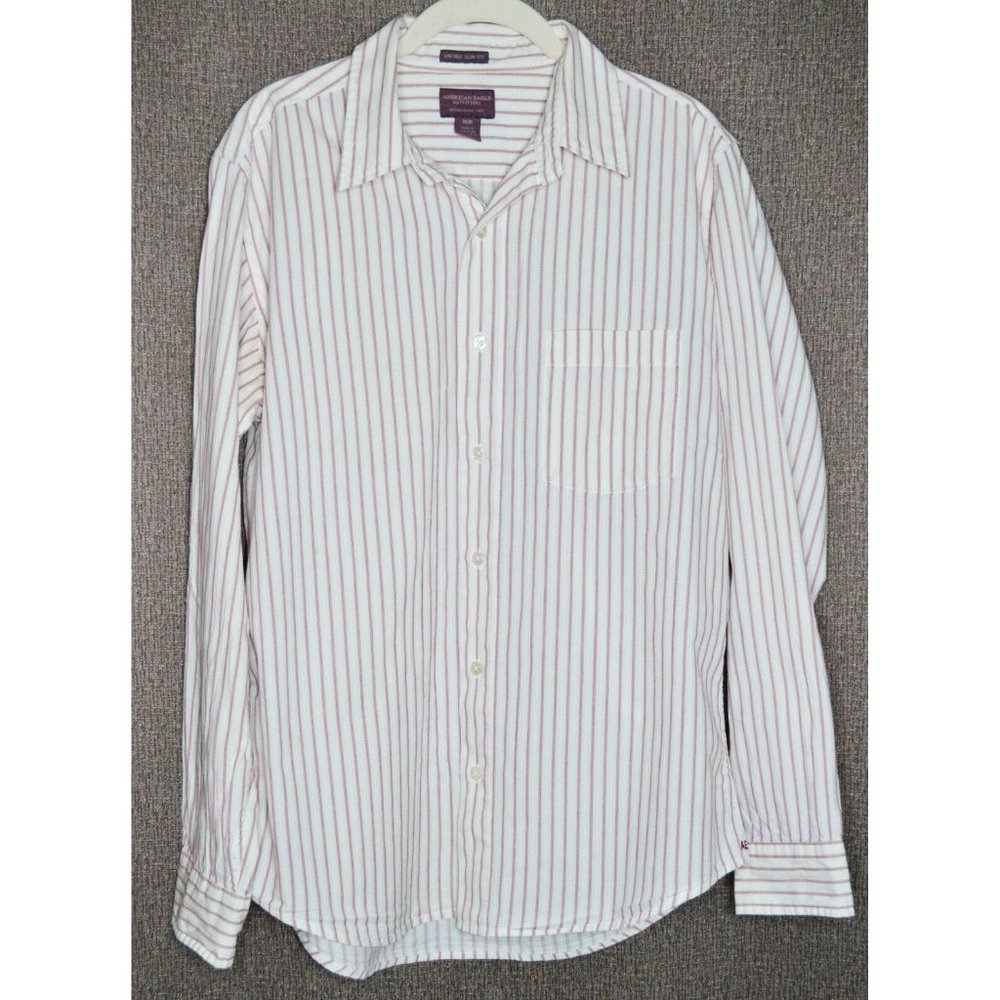 American Eagle Outfitters Vintage Slim Fit Shirt Men’s White/Red Striped Size M